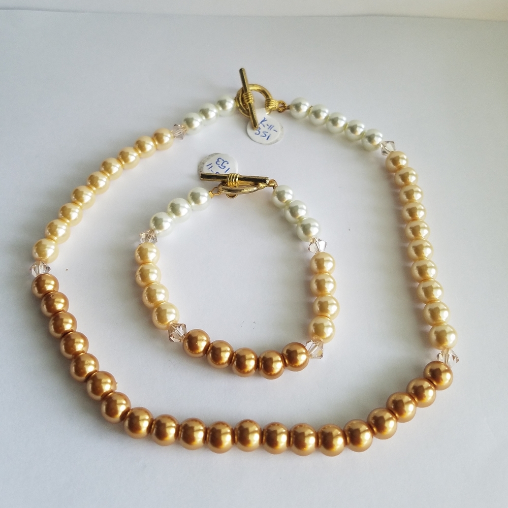 Swarovski Elements Metallic Bronze Faux Pearl Bracelet Handmade NWT - Picture 12 of 17